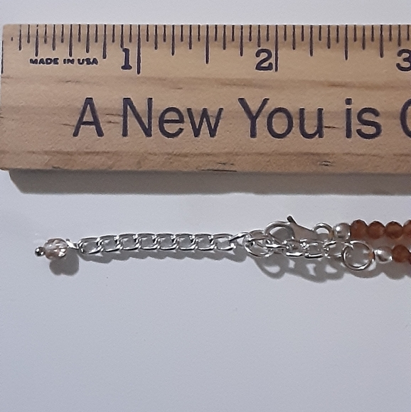 HESSONITE GARNET/GOLD SANDSTONE CROSS NECKLACE - Picture 5 of 5